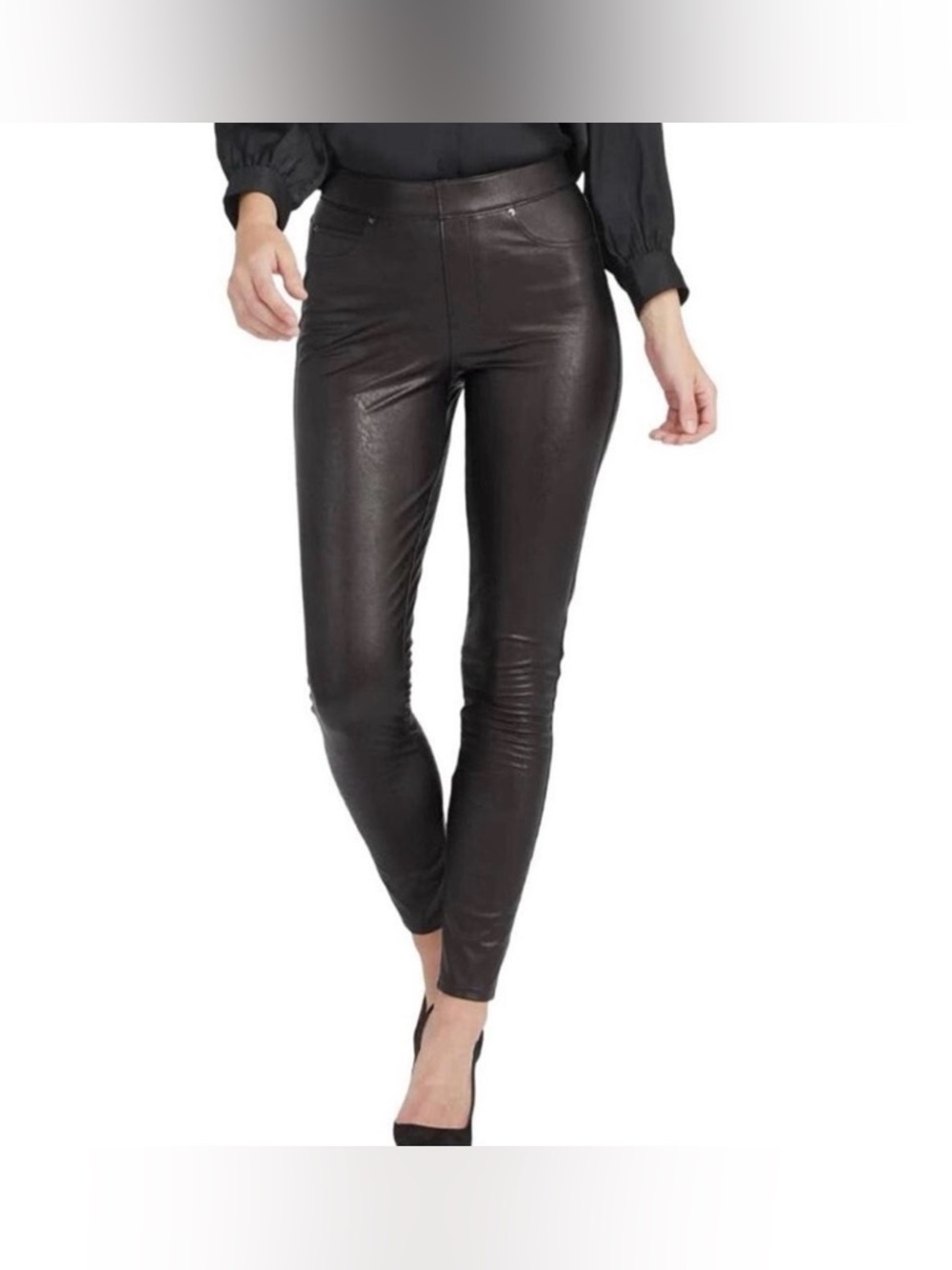 New SPANX Faux Leather High-Rise Skinny Pants in noir black Sz XL